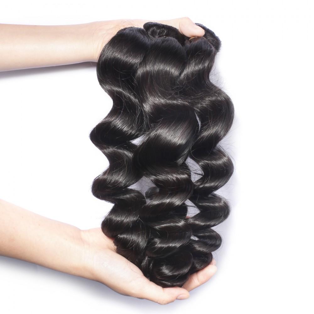 7A 2 Bundles Brazilian Hair With Frontal Loose Wave