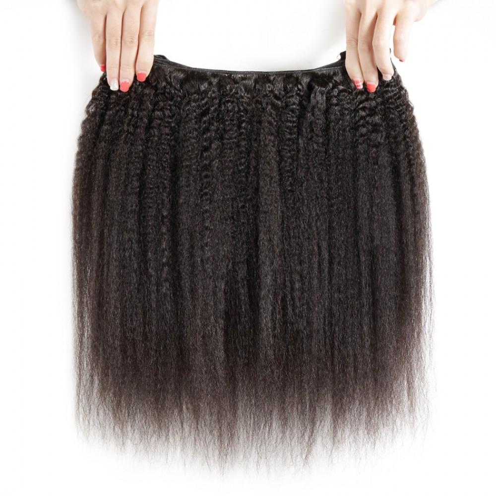 7A 2 Bundles Brazilian Hair with Frontal Kinky Straight