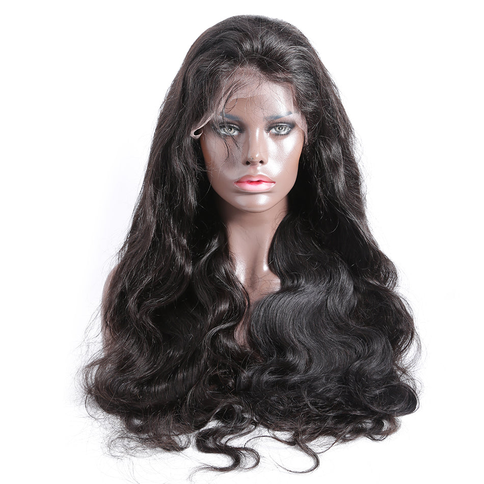 250% density breathable 360 lace wig pre plucked body wave
