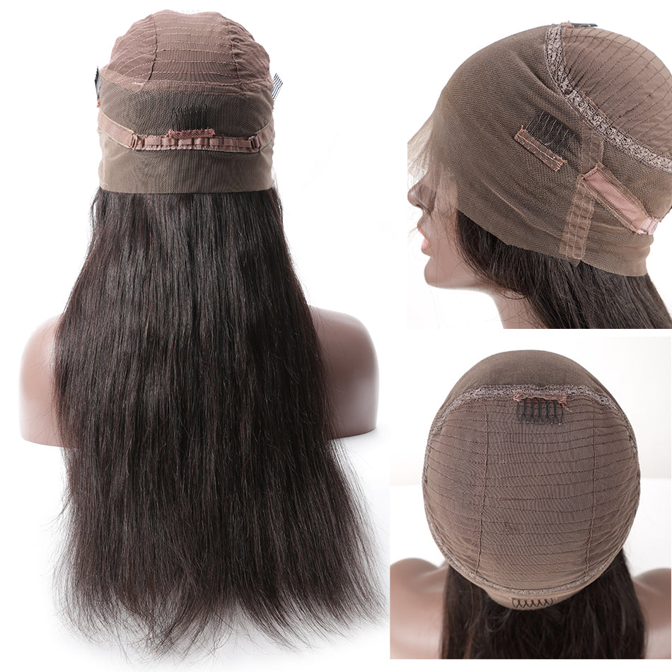 250% density breathable 360 lace wig pre plucked straight