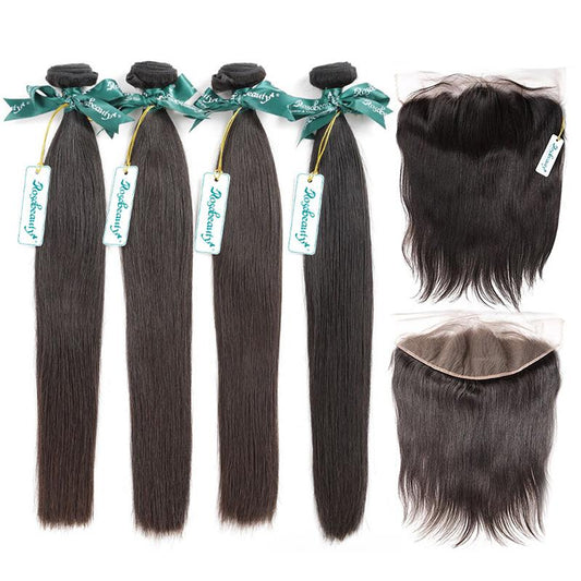 7A 4 Bundles Brazilian Hair With 13×6 Frontal Straight