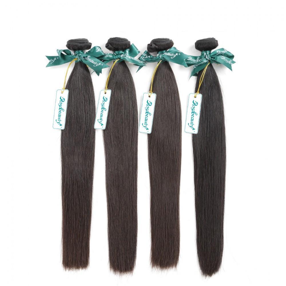 7A 4 Bundles Hair Weave Brazilian Hair With Lace Closure Straight