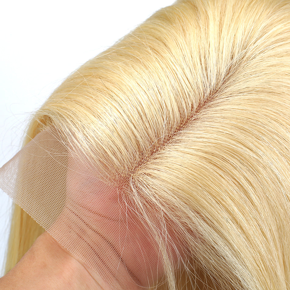 Straight #613 blonde bob wig silky blunt cut frontal wig
