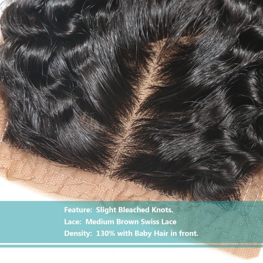 7A 3 Bundles Hair Weave Brazilian Hair With Silk Base Closure Deep Wave
