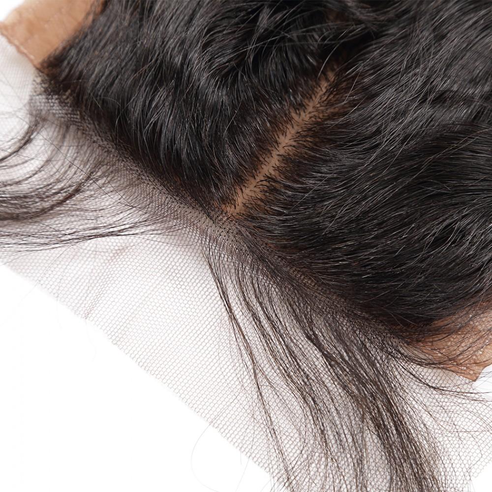 7A 4 Bundles Hair Weave Brazilian Hair With Silk Base Closure Deep Wave