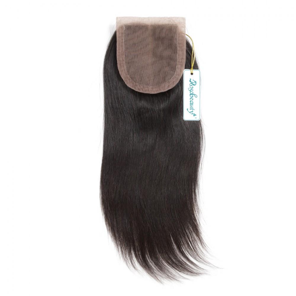 7A 4 Bundles Hair Weave Brazilian Hair With Silk Base Closure Straight
