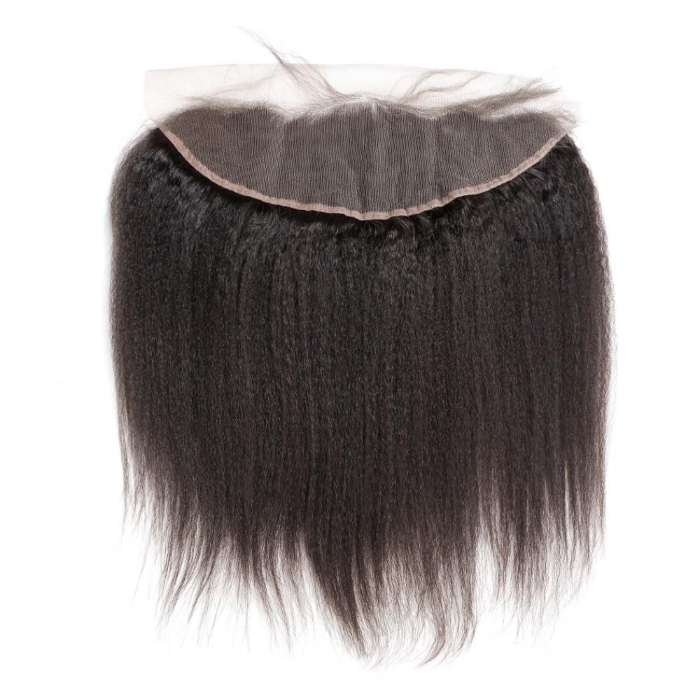 7A 2 Bundles Brazilian Hair with Frontal Kinky Straight