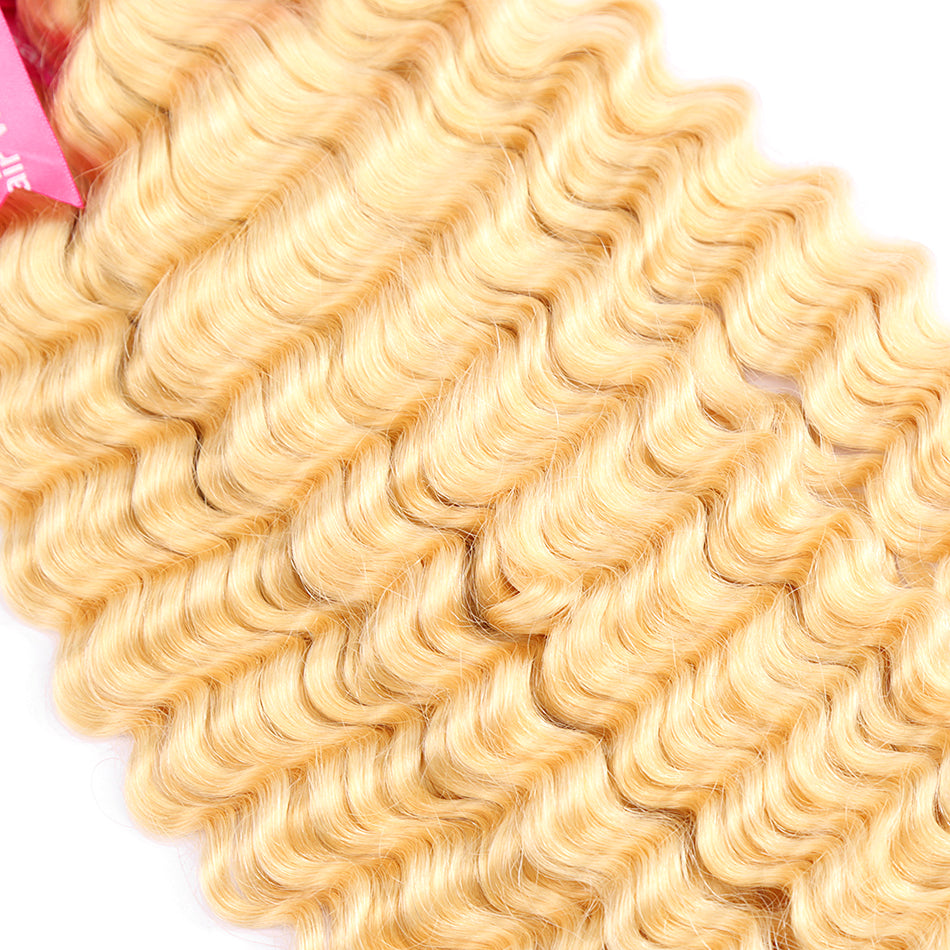 613 100% Human Virgin Blonde Hair Deep Wave 1-3 Bundles
