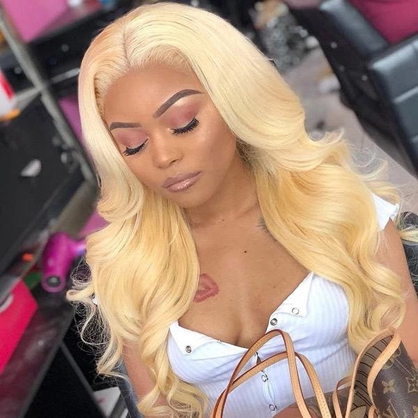 13x4 #613 Body Wave Blonde Hair Virgin Human Hair Lace Front Wig