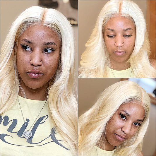 13x4 #613 Straight Blonde Hair Virgin Human Hair Lace Front Wig