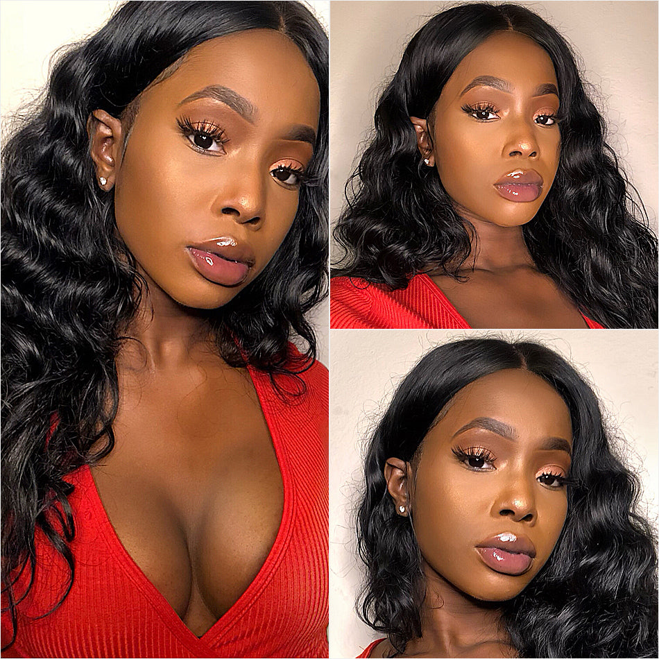 250% High density frontal lace wig pre plucked loose wave