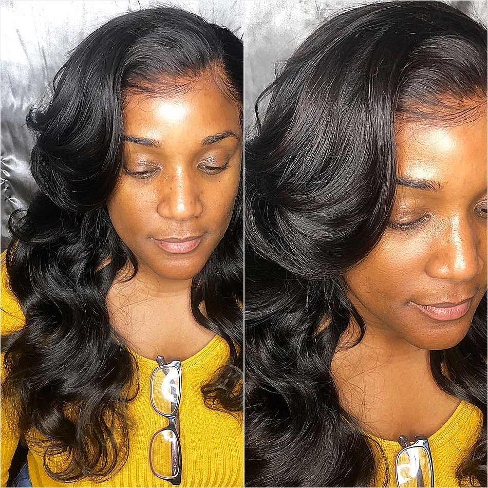 250% High density frontal lace wig pre plucked body wave