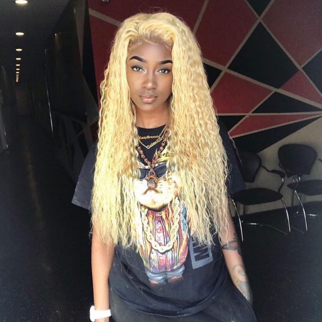 13x4 #613 Deep Wave Blonde Hair Virgin Human Hair Lace Front Wig