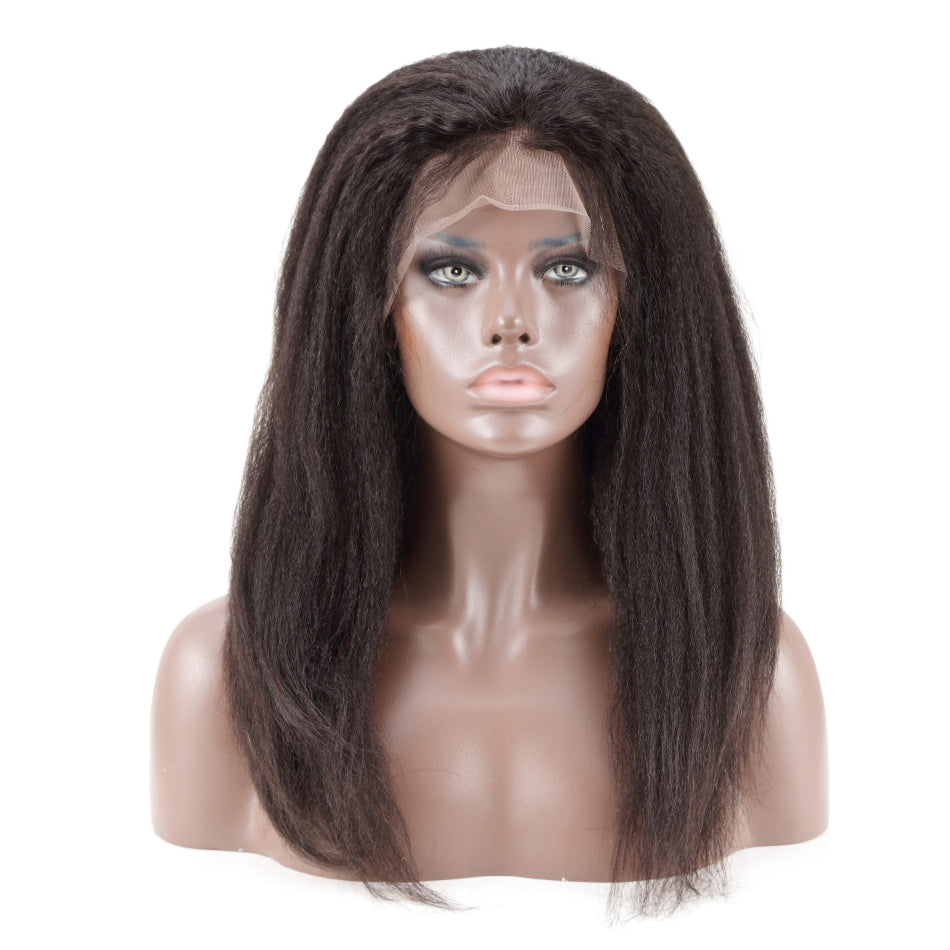 150% Human Hair Kinky Straight Front lace Wig
