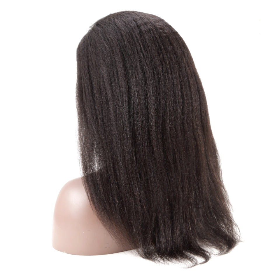 150% Human Hair Kinky Straight Front lace Wig