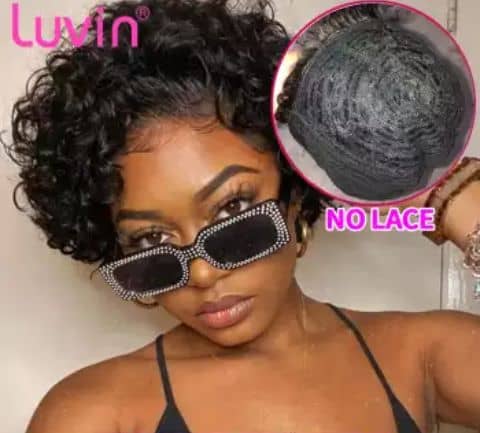 Luvin Lace Part Short Bob Water Curly Pixie Cut Wig Human Hair Deep Wave 250 Density Lace Frontal Human Hair Wigs For Women Remy