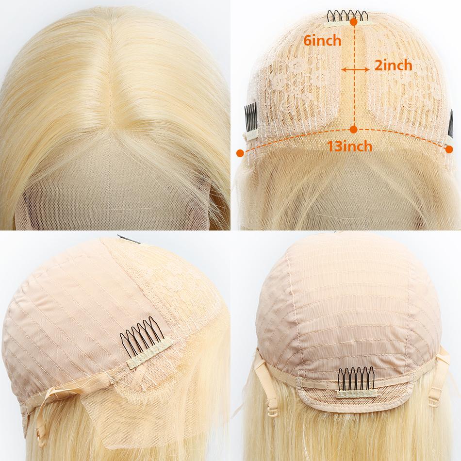 T Part Blonde Hair Lace Front Wig Virgin Human Hair #613 Lace Wig