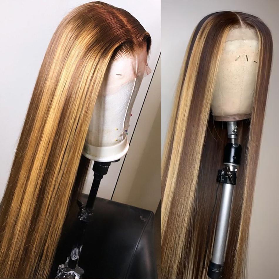 T Part #4/27 Lace Front Human Hair Wigs Brazilian Straight Frontal Wig