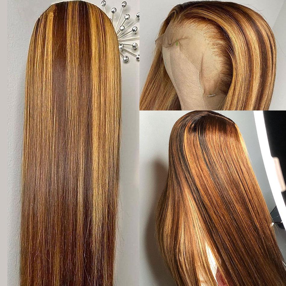 T Part #4/27 Lace Front Human Hair Wigs Brazilian Straight Frontal Wig