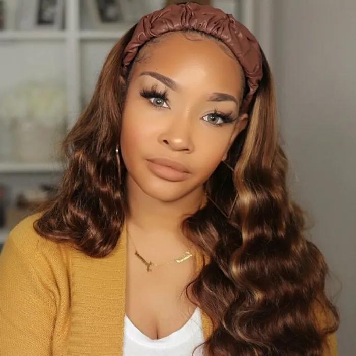 #1B/412 Ombre Color Body Wave Headband Wigs Virgin Human Hair