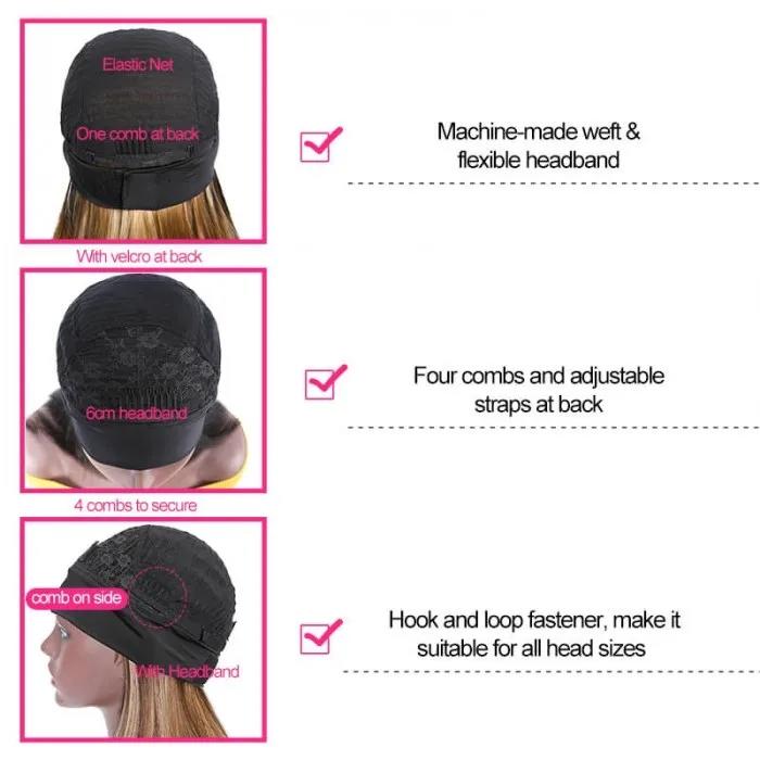 #1B/412 Ombre Color Body Wave Headband Wigs Virgin Human Hair